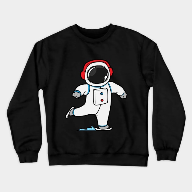 Funny astronaut as a ice skater Crewneck Sweatshirt by Markus Schnabel